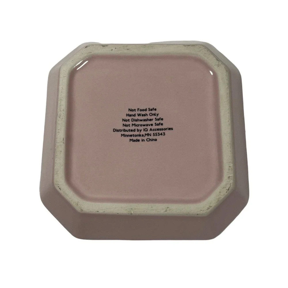 Target Square Dish Be Happy, Be Bright, Be You Jewelry Plate, Pink Gold Trim